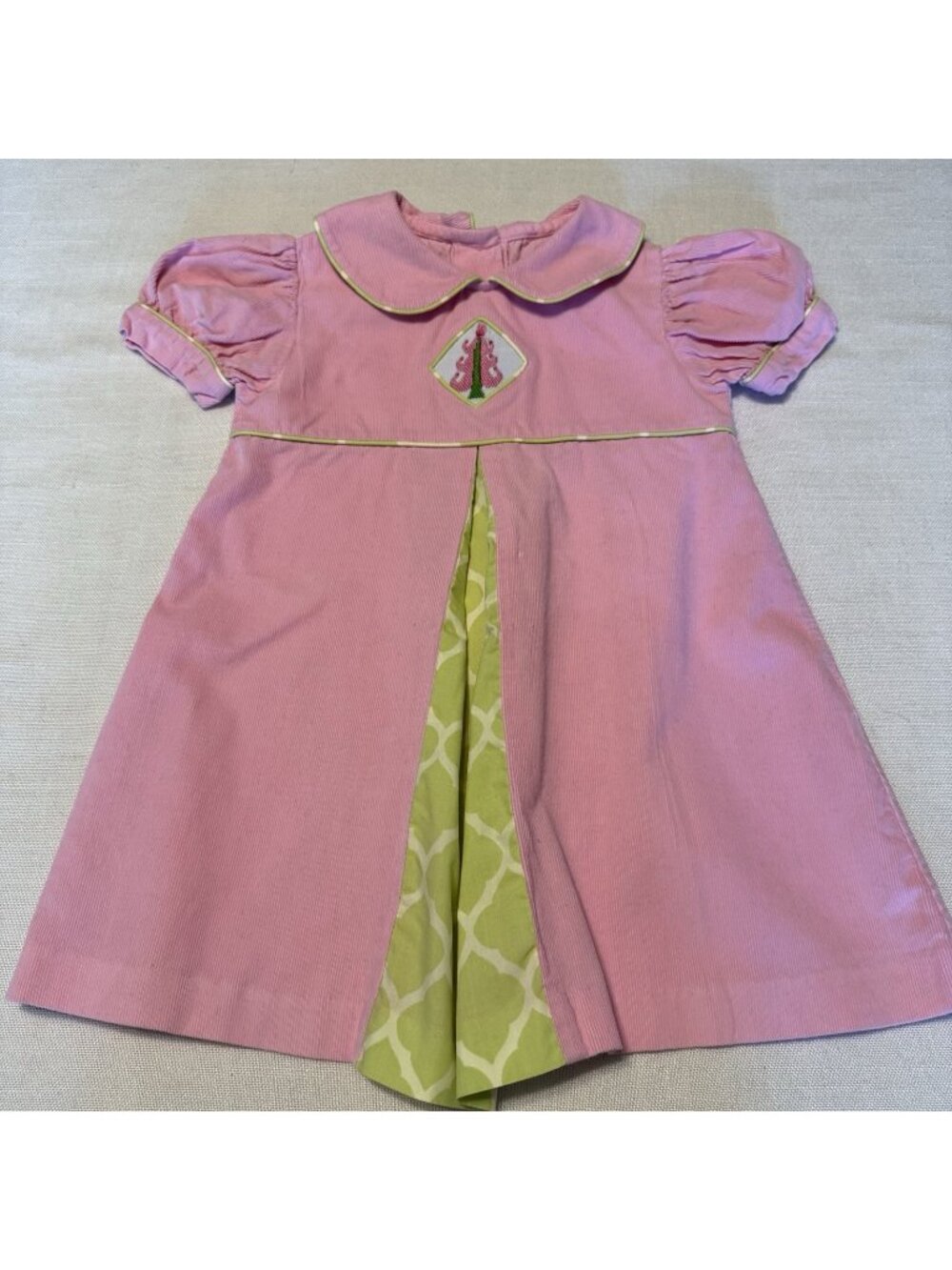 Toddler Girls Shrimp & Grits Pink Embroidered Smocked Corduroy Dress - Size 2T